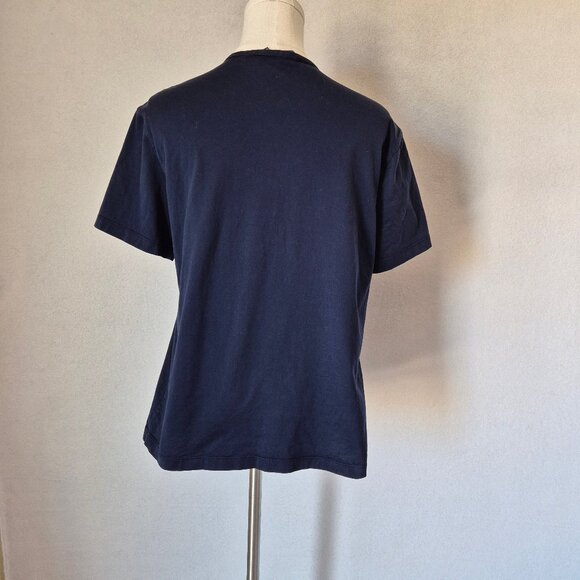 ST. JOHN SPORT Marie Gray Gold Embroidered Emblem Shoulder Detail T-Shirt Blue - Picture 6 of 11